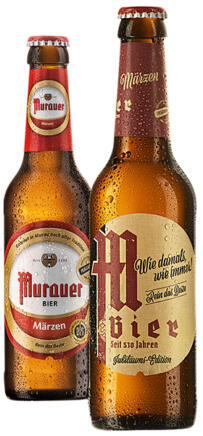 Märzenbier mit altem Etikett (rechts) und mit neuem Etikett (links)